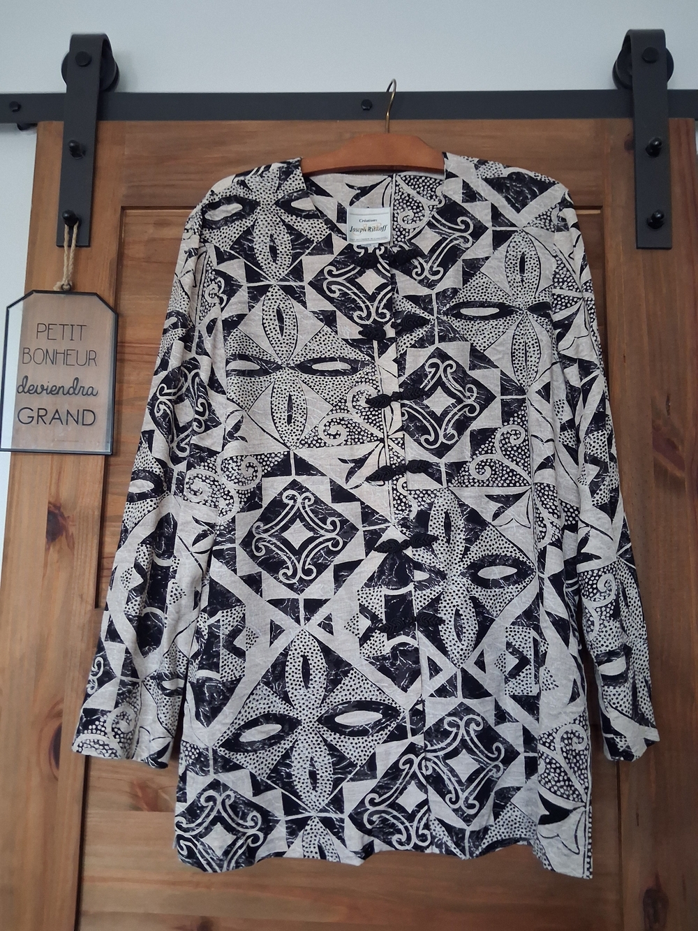 Joseph Ribkoff Black and White Printed Long Sleeve Top